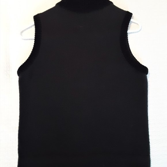 Womens COUSIN JOHNNY  Full Zipper Black Sweater Vest - Small - Picture 4 of 8
